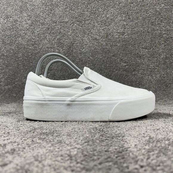 VANS Shoes - Vans Stackform Mens Sz 8 Women’s Sz 9.5 White Slip-On Platform Casual Shoes Used